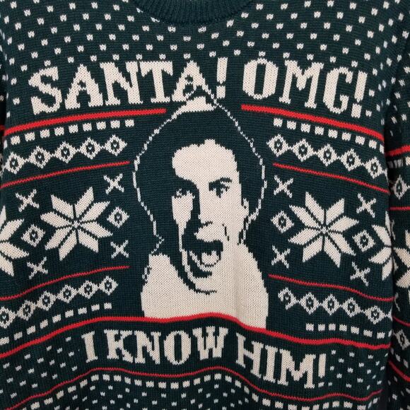 Elf Unisex Santa Crewneck Ugly Christmas Sweater Green Size XL - Picture 5 of 5